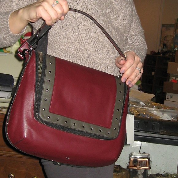 Anya Hindmarch Maxi Zip Studded Bi-Color Hobo/ Shoulder Bag - Picture 4 of 14